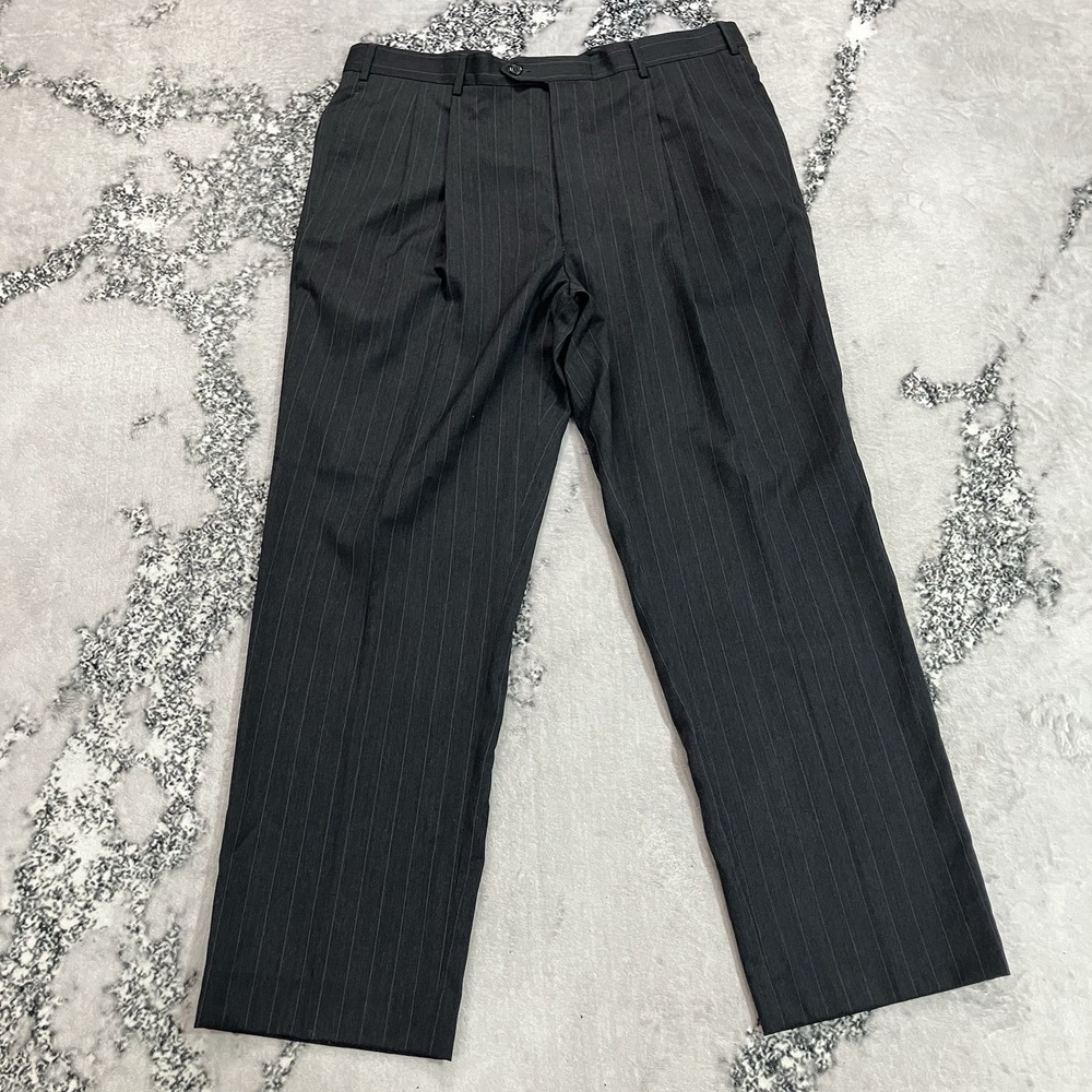 Jos A Bank Men's Size 38 Long Gray Pinstripe Dress Pants Wool Trousers NWT